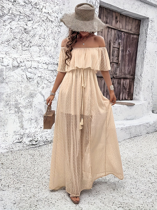 MSDOSBTCollar Off Shoulder Tassel Dress For Women Beach