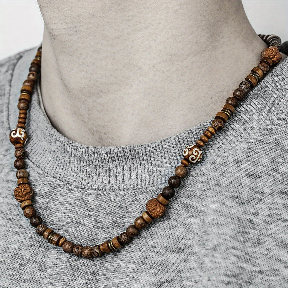 Bohemian Coconut Shell Bead Necklace For Men Vintage