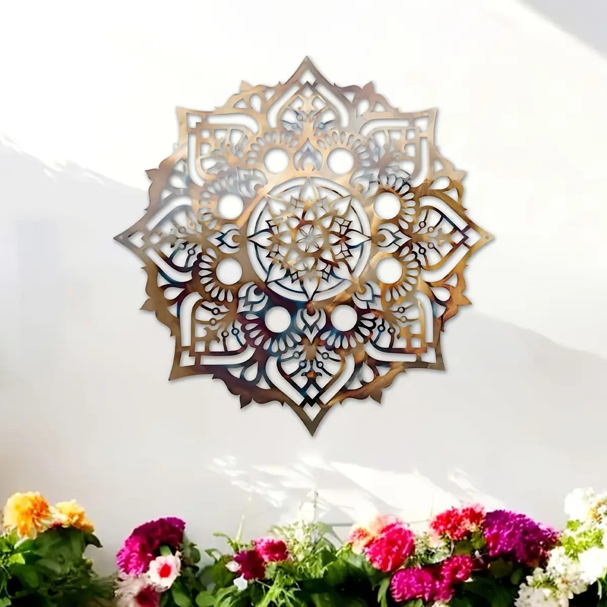 Geometric Mandala Metal Wall Decor Elegant Iron Artwork