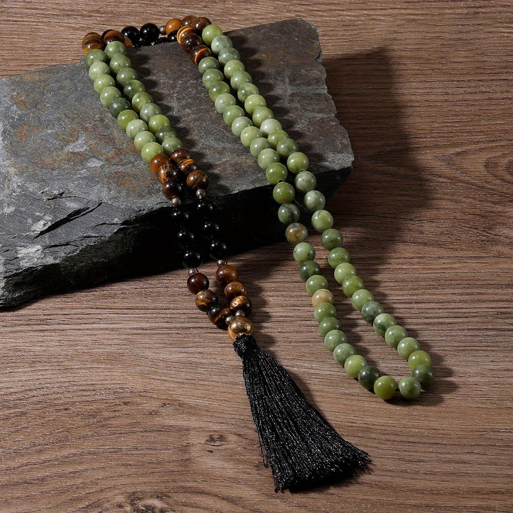Neulry Vintage Bohemian Necklace With Natural Stone Beads