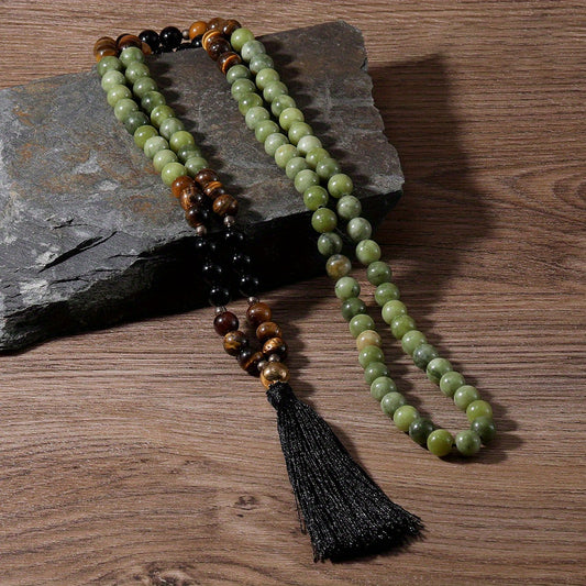 Neulry Vintage Bohemian Necklace With Natural Stone Beads