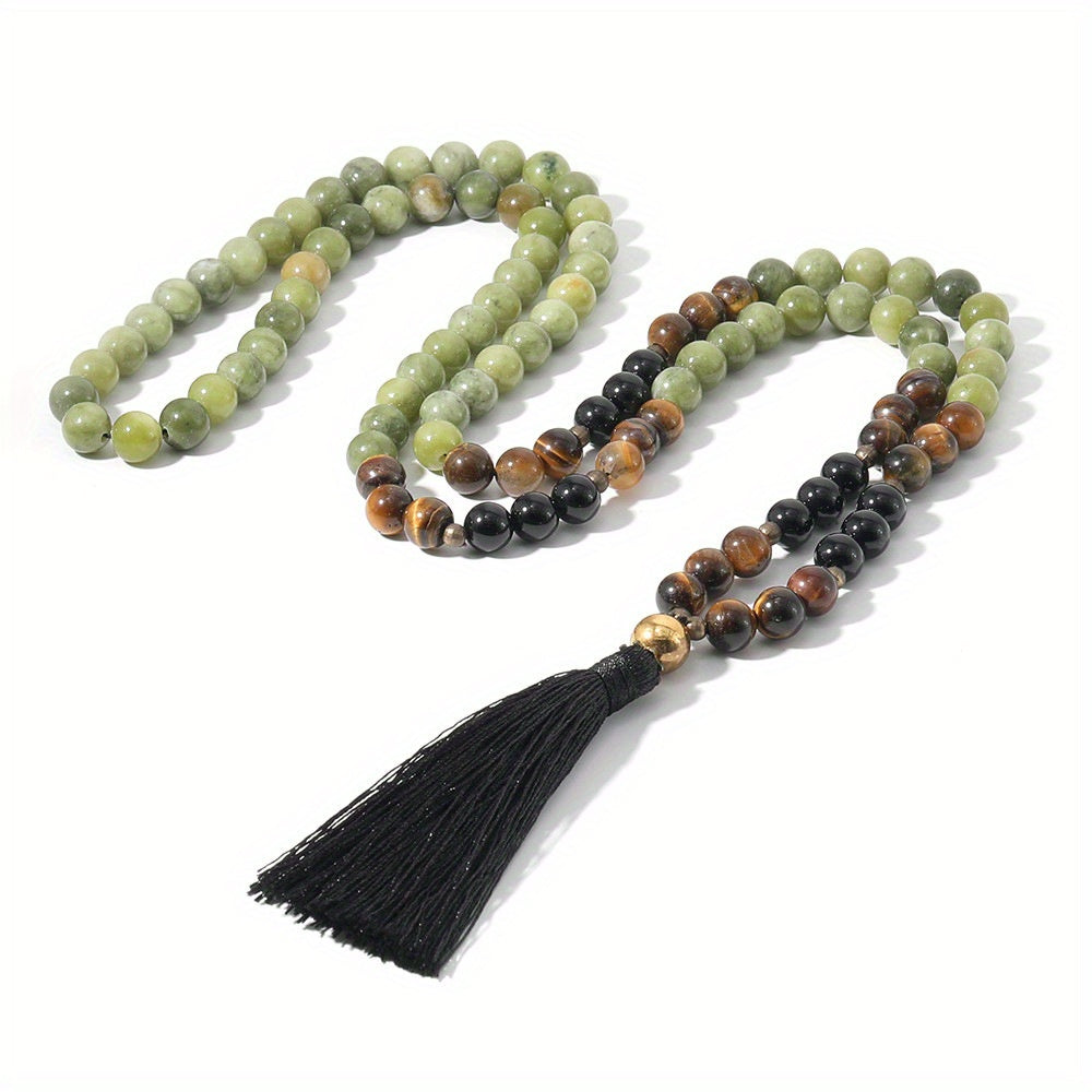 Neulry Vintage Bohemian Necklace With Natural Stone Beads