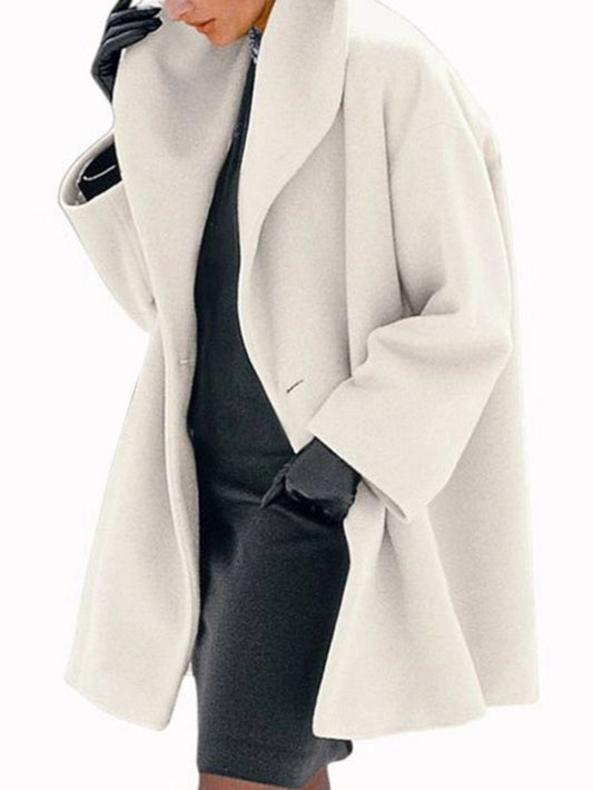 SCACTO Hooded Fall Winter Coat Loose Fit Round Neck