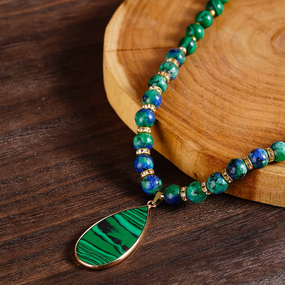 Malachite And Phoenix Lapis Lazuli Beaded Double Necklace