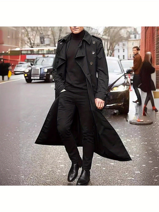 Blossom And Radiate Men Trench Coat Button Front Closure