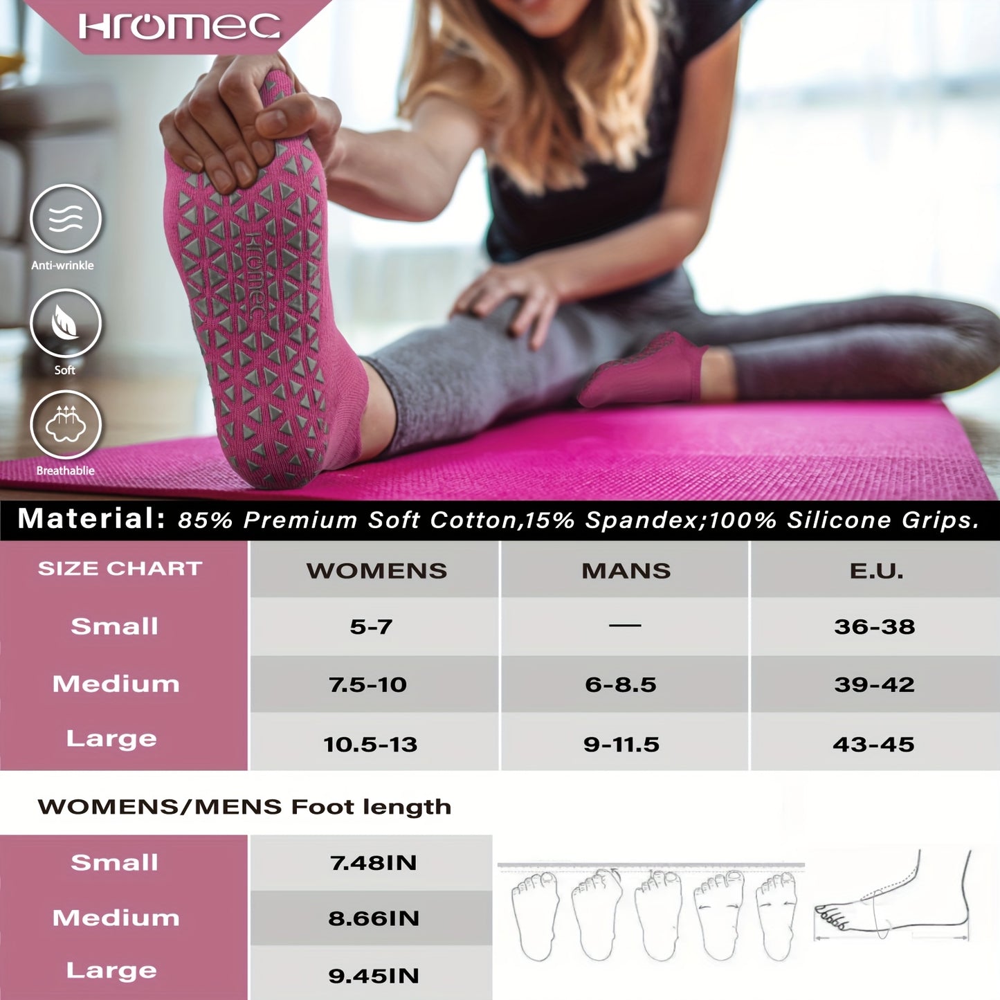 Non Slip Yoga Socks With Grips For Pilates And Barre