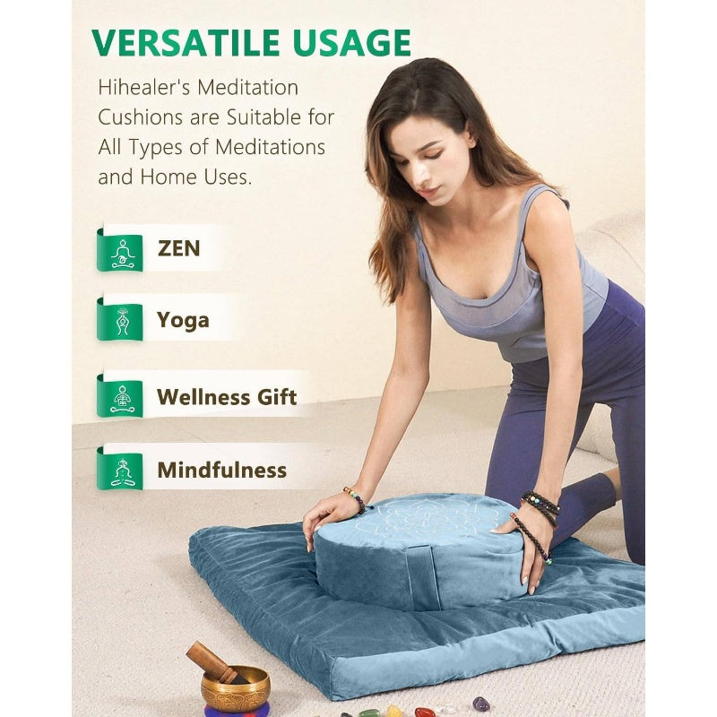 Buckwheat Filling Meditation Cushion Set for Yoga and Back Support