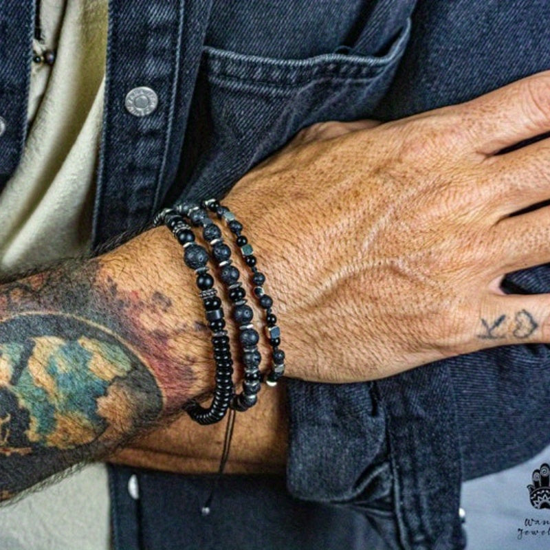 Simple Men Stackable Waterproof Bracelet Set Series