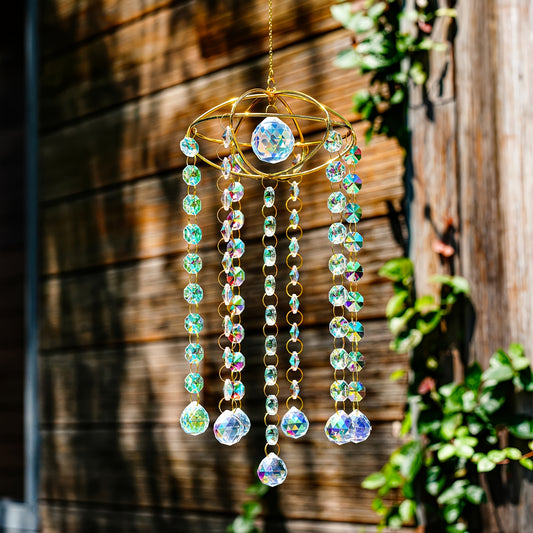 Planet Shape Crystal Ball Prism Wind Chime Indoor Outdoor
