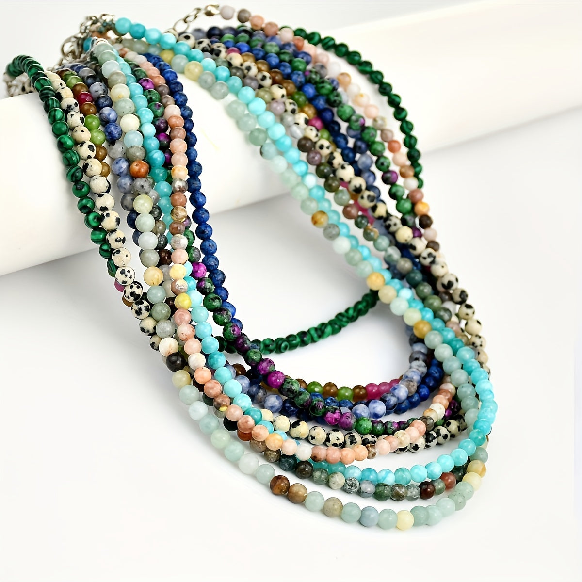 Natural Stone Beaded Choker Necklace Set Elegant Gift