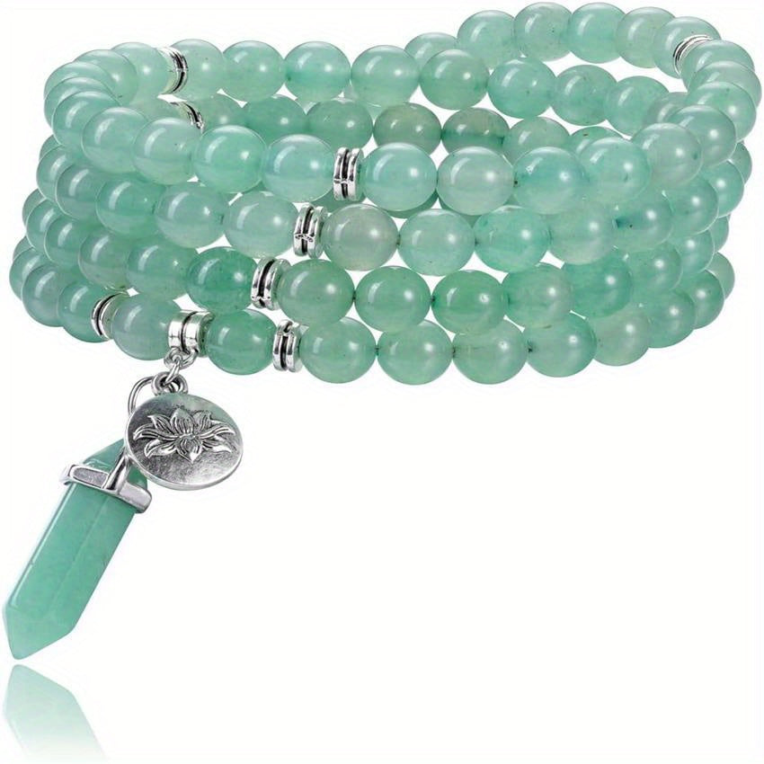 Top Plaza 108 Mala Prayer Beads Natural Gemstone Bracelet
