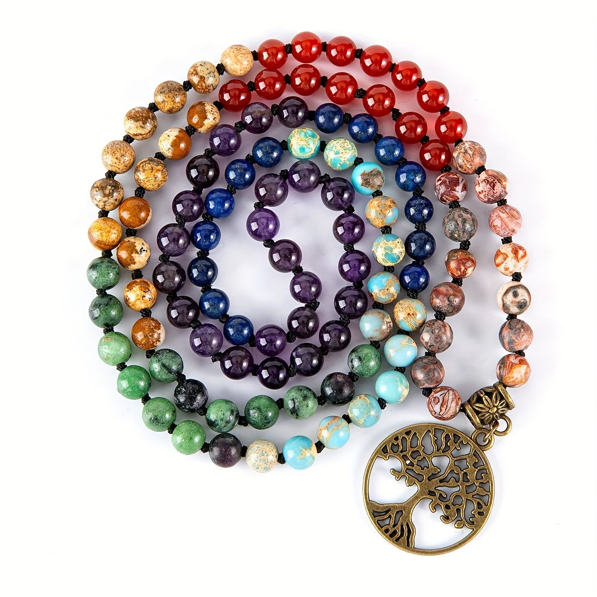 Blossom And Radiate Natural Stone Rosary Necklace Boho