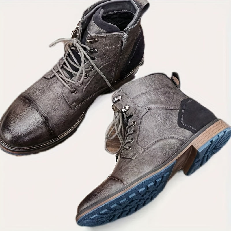 Men's Tooling Boots Vintage Casual High Top Motorcycle Boots With Thick Soles British Style