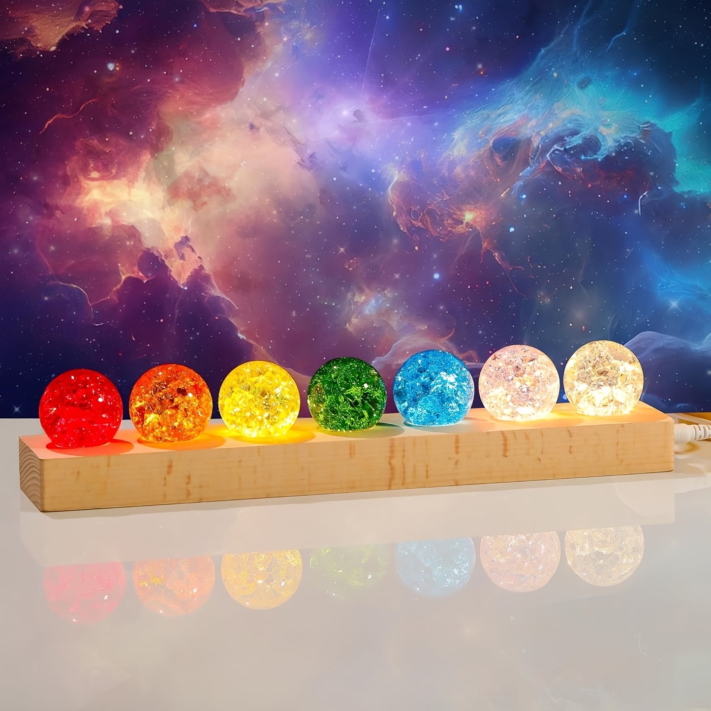 Crystal Crackle Sphere Glowing Base Rainbow Energy Decor