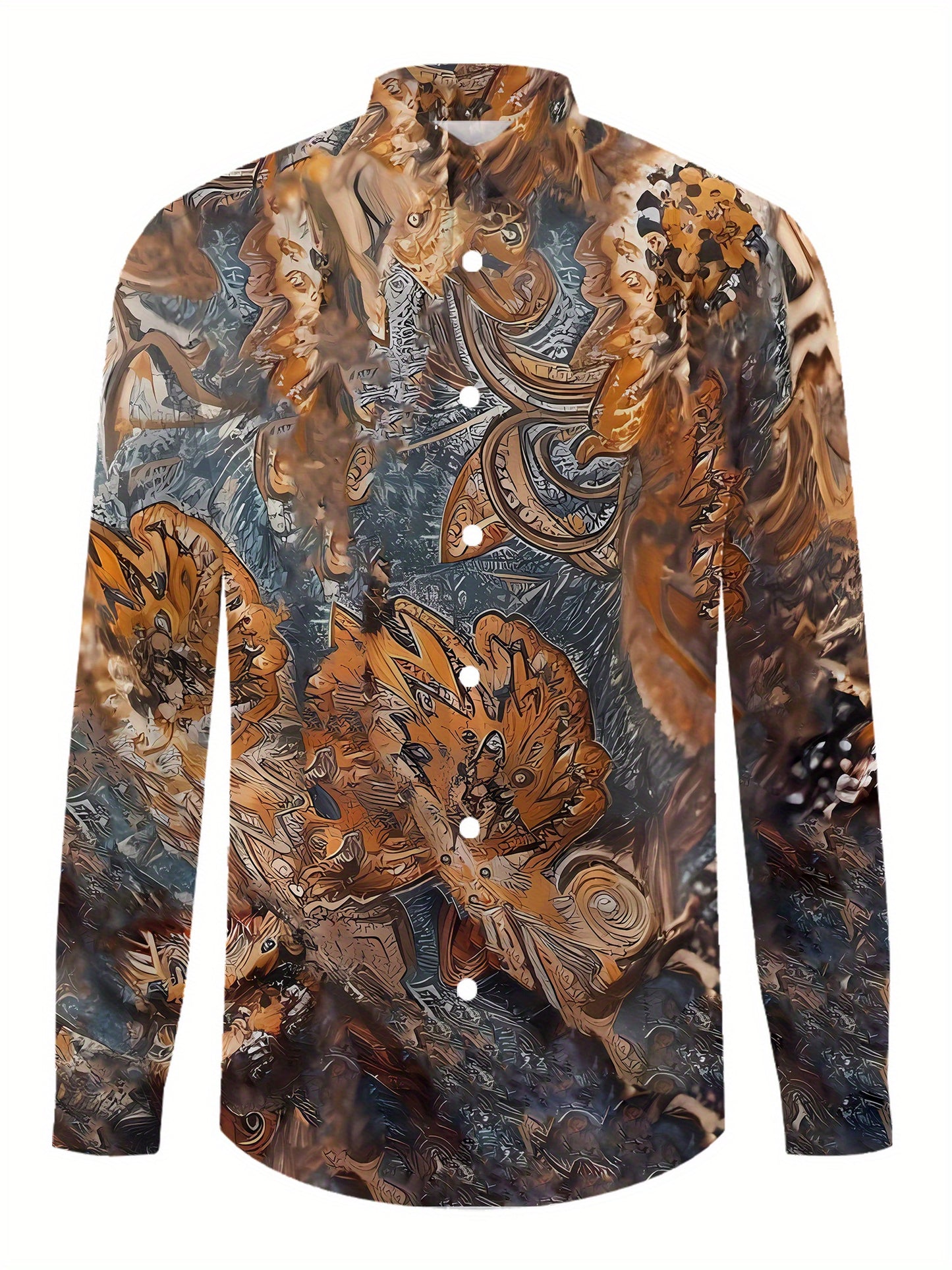 Men's Hawaiian Shirt Button Down Long Sleeve Classic Collar