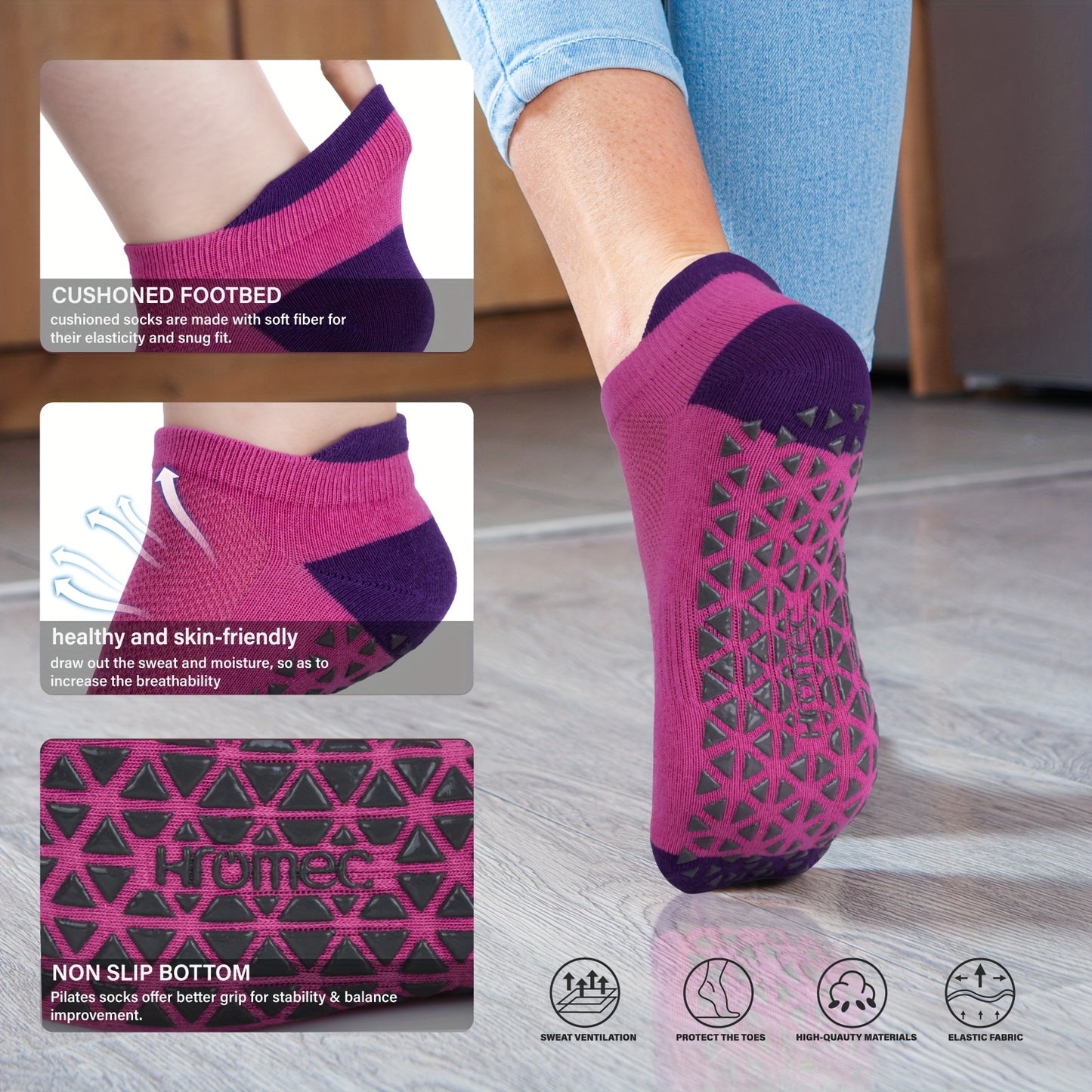 Non Slip Yoga Socks With Grips For Pilates And Barre