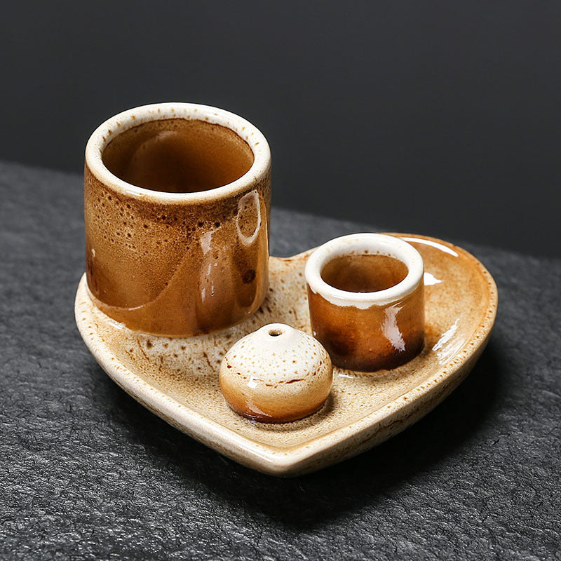 MiniDeal 5-In-1 Ceramic Incense Holder With Ash Tray