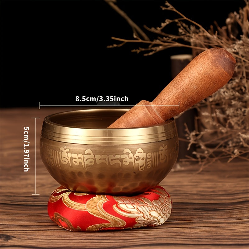 Brass Singing Bowl Six Character Mantra Scripture