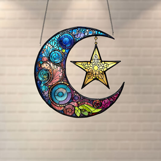 Blossom and Radiate Moon Star Light Catcher Acrylic Decor