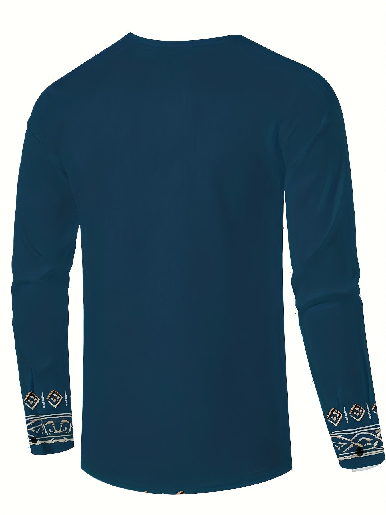 Blossom And Radiate Mens Bohemian Geometric Print Long Sleeve Shirt