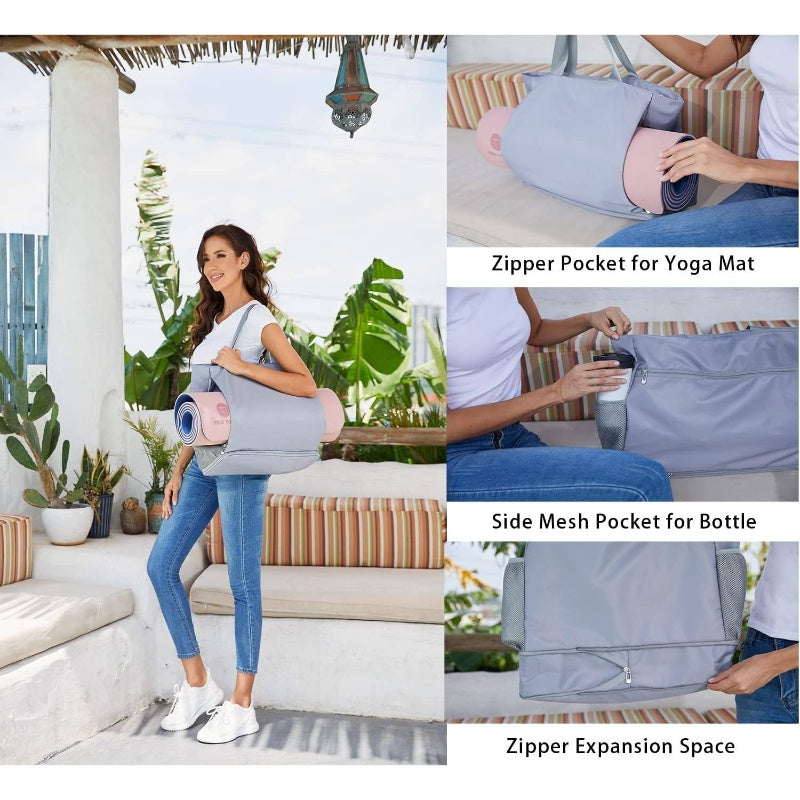 Travel Yoga Gym Tote Bag With Holder And Wet Pocket