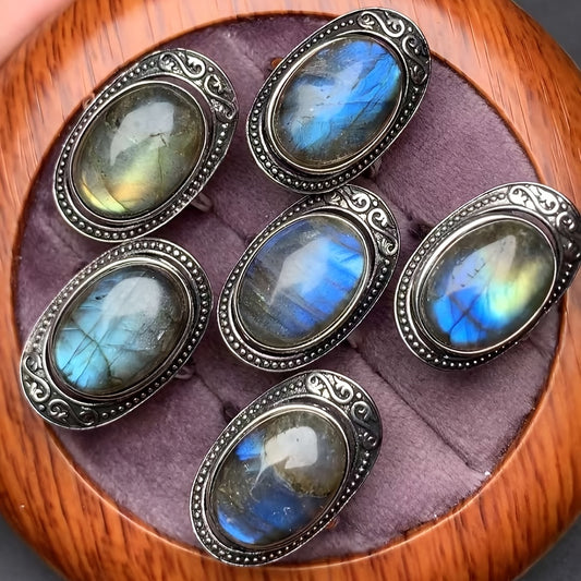 Blossom And Radiate Labradorite Boho Ring With Stone