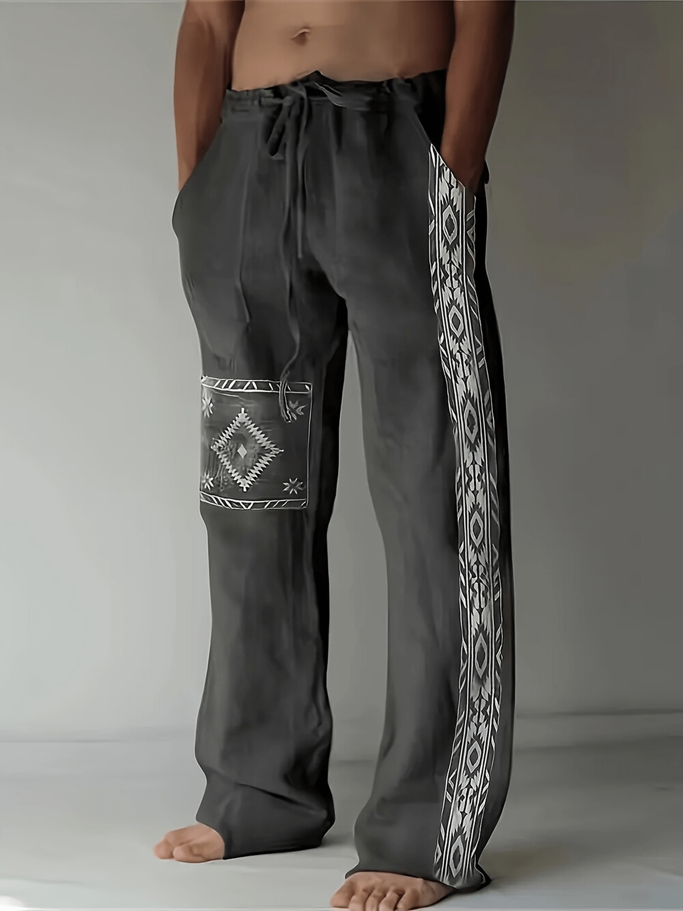 Men's Tribal Print Pants Drawstring Waist All Season Comfort