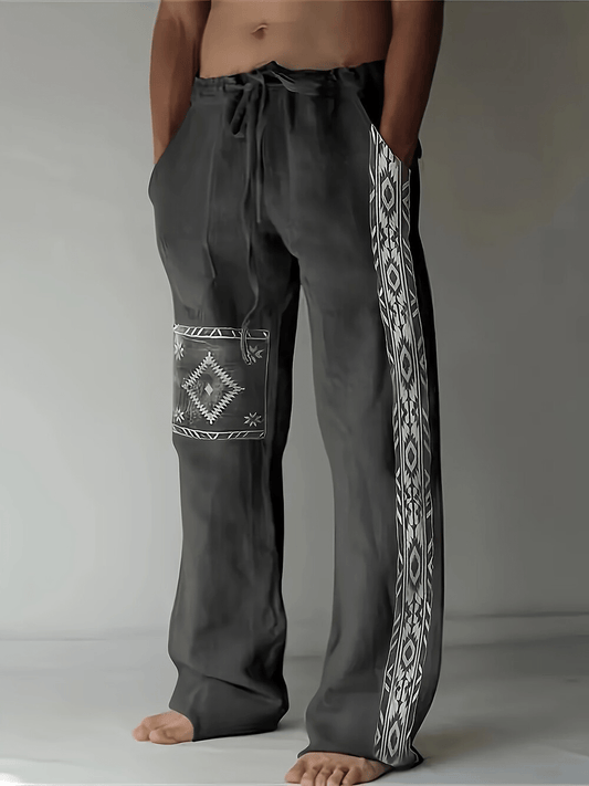 Men's Tribal Print Pants Drawstring Waist All Season Comfort