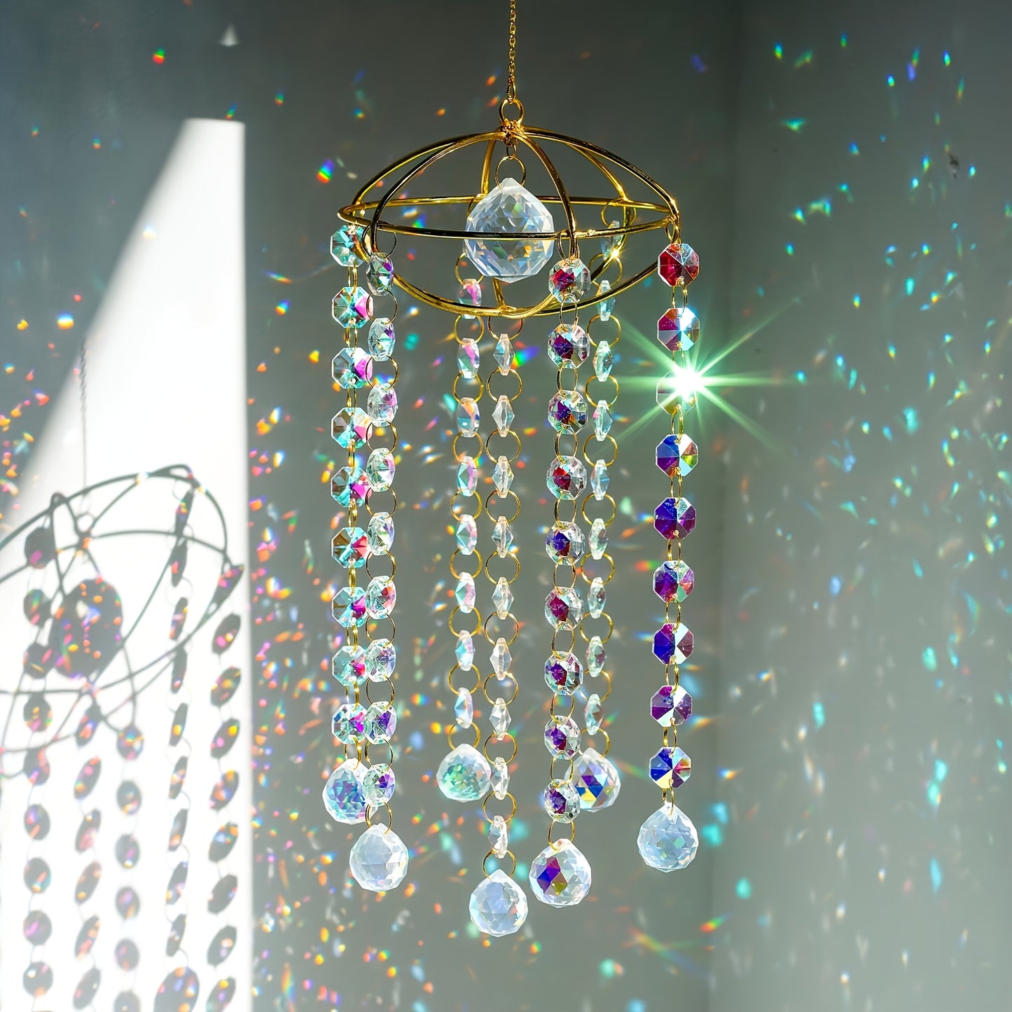 Planet Shape Crystal Ball Prism Wind Chime Indoor Outdoor