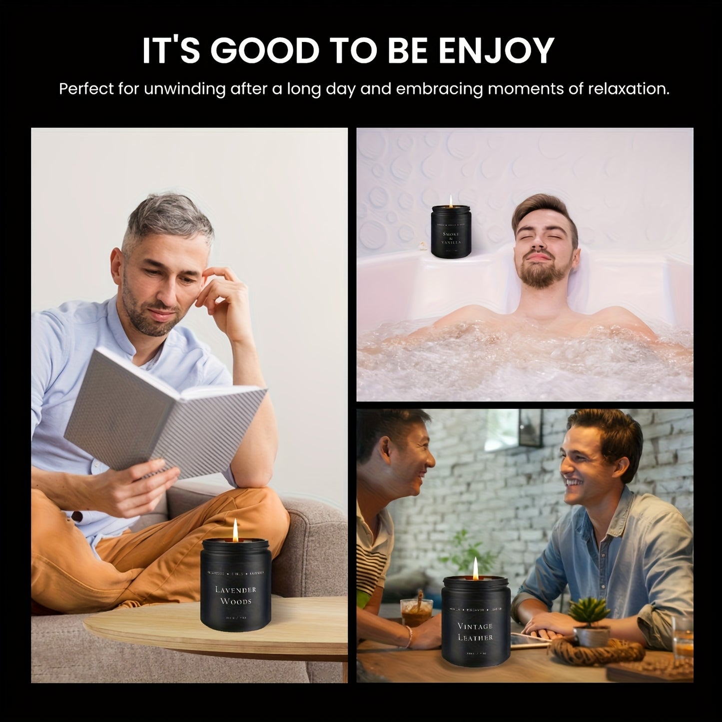 4-Pack Scented Candle Set | Men's Candle Set, Home Candles, Men's Gift Gift Set - Men's Gift Soy Candle (Sandalwood/Mahogany Teak/Smoked Vanilla/Jasmine), Home Decor.thanksgiving Christmas Decorations.Christmas Candles.