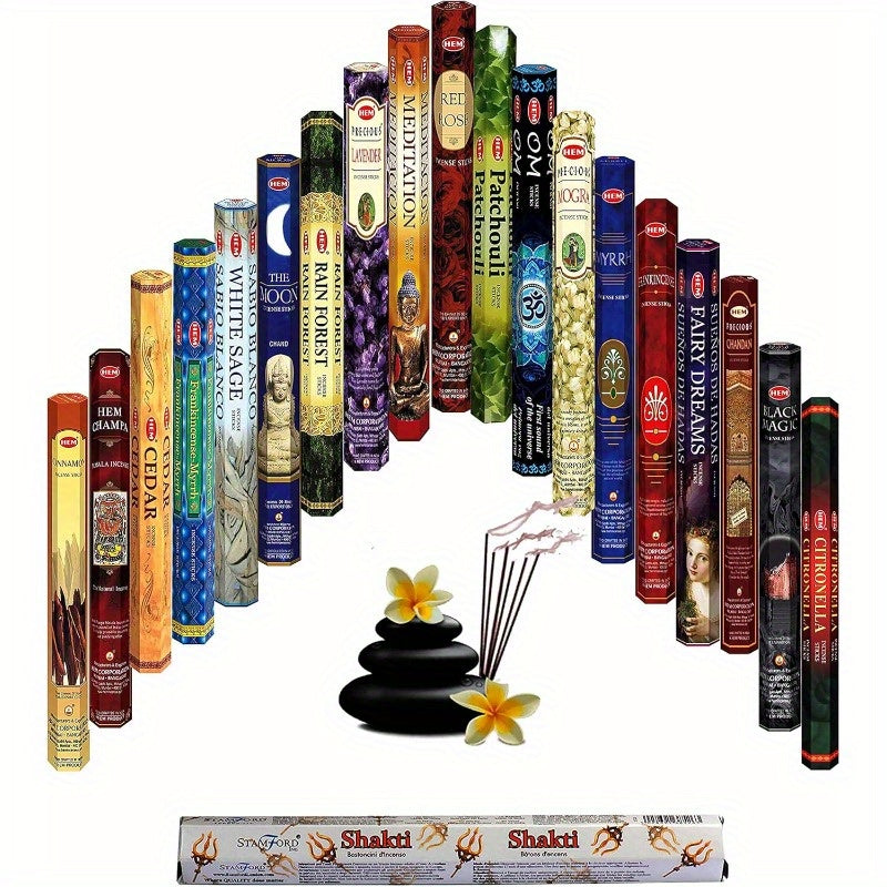 Hem Incense Sticks Variety Pack 300 Sticks 15 Fragrances For Meditation And Home
