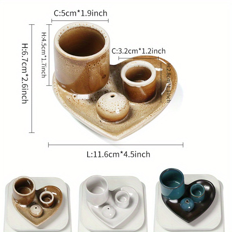 MiniDeal 5-In-1 Ceramic Incense Holder With Ash Tray