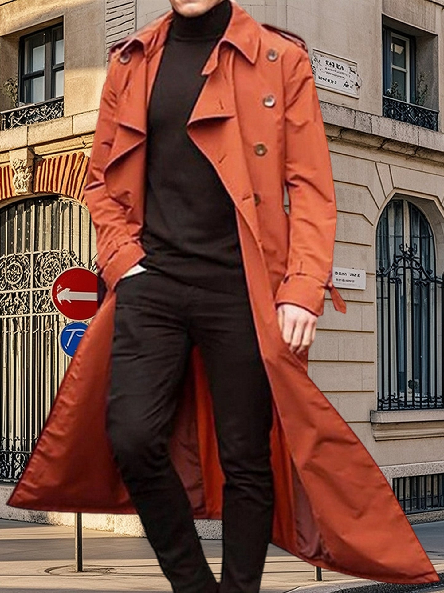 Mens Winter Overcoat Lapel Tailored Fit For Formal Wear