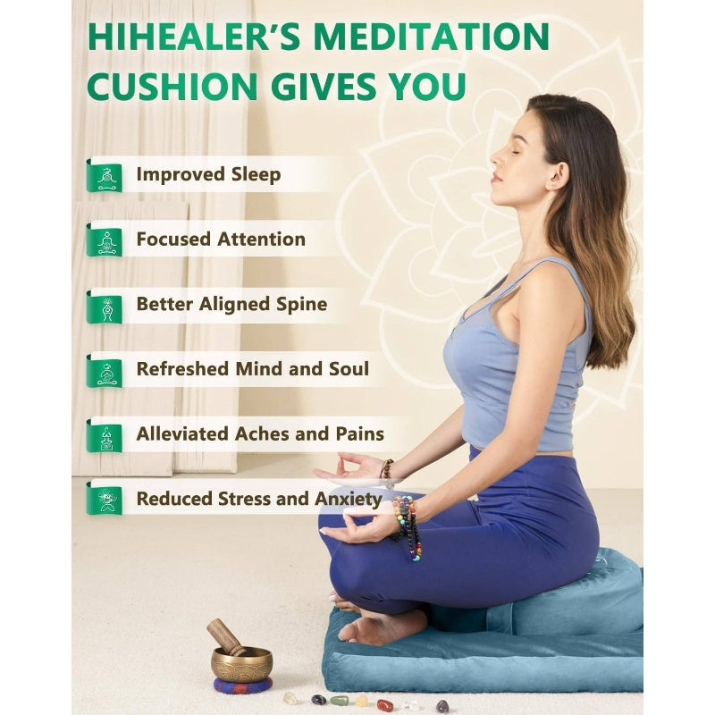 Buckwheat Filling Meditation Cushion Set for Yoga and Back Support