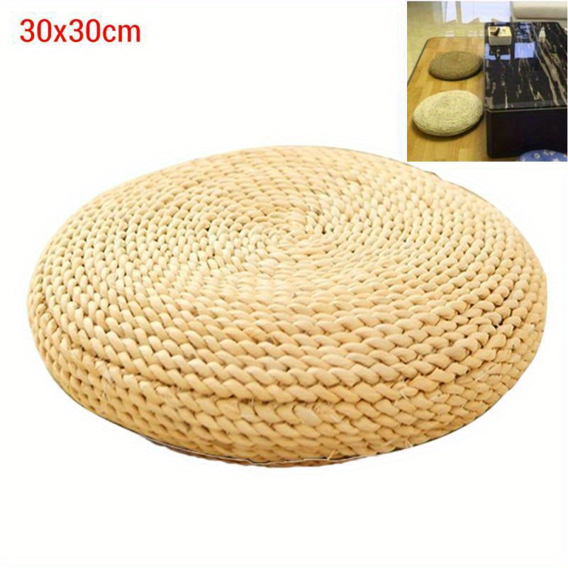Ergonomic Round Yoga Meditation Mat Soft Straw Cushion