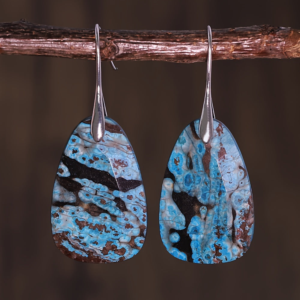 Blossom And Radiate Amazonite Dangle Earrings Copper Hooks