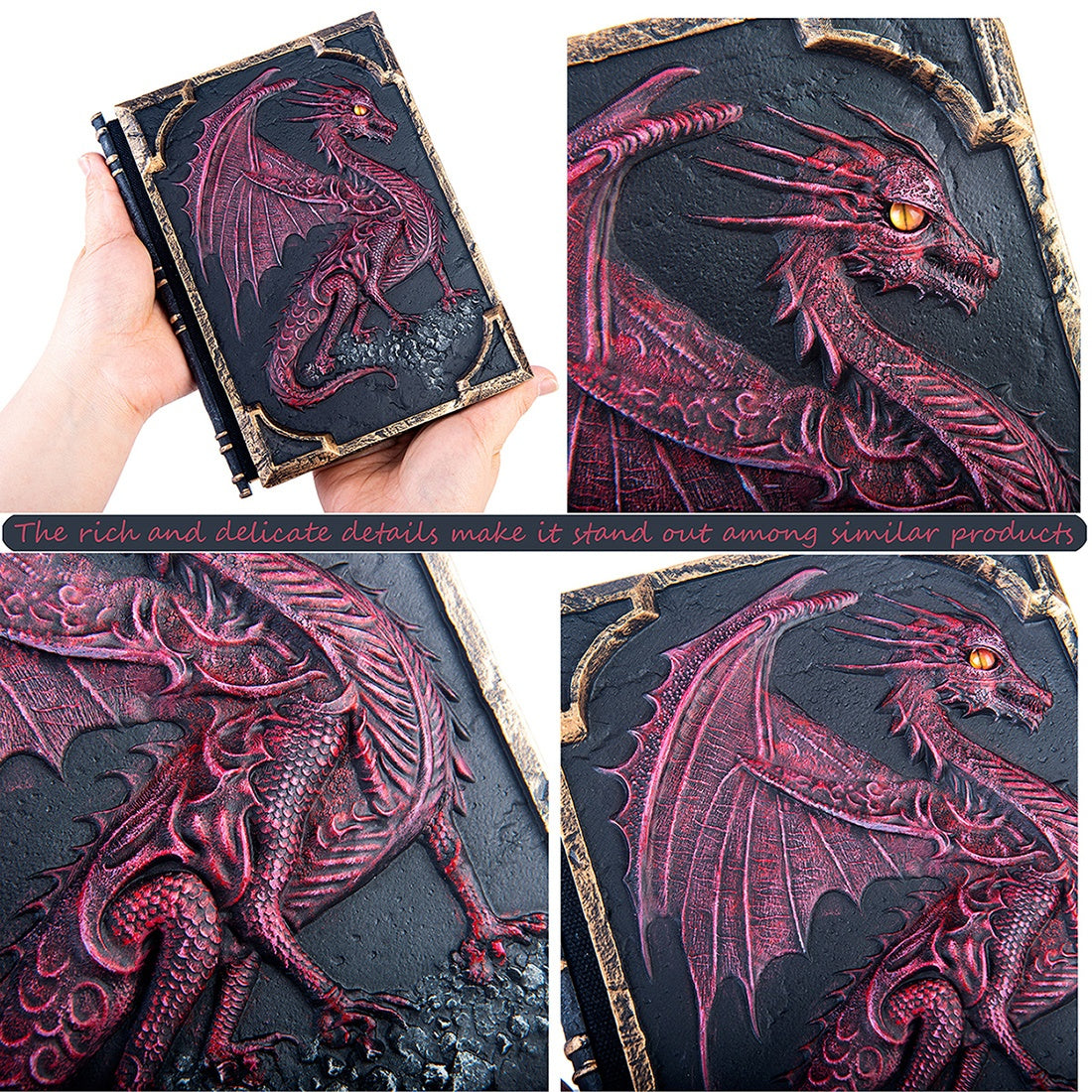 Flying Dragon Embossed Journal Notebook Resin Engraving