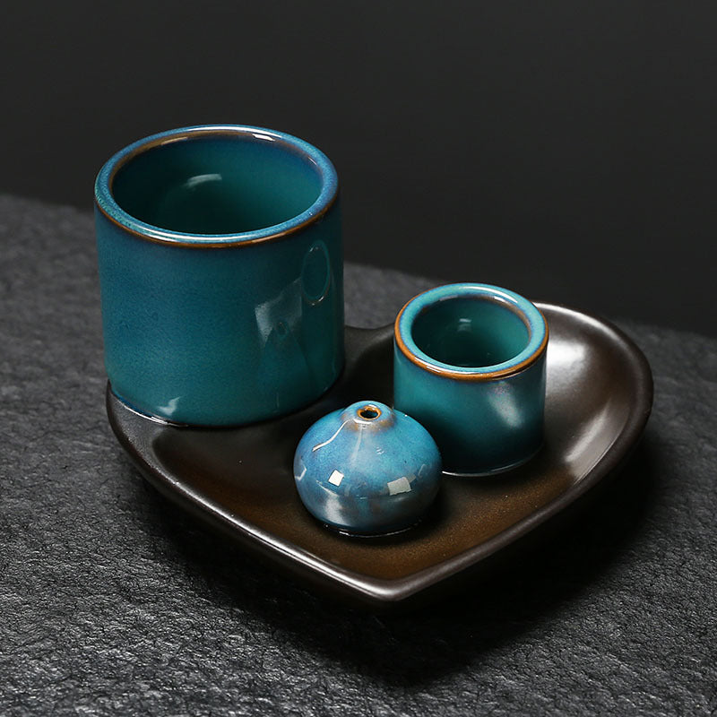 MiniDeal 5-In-1 Ceramic Incense Holder With Ash Tray