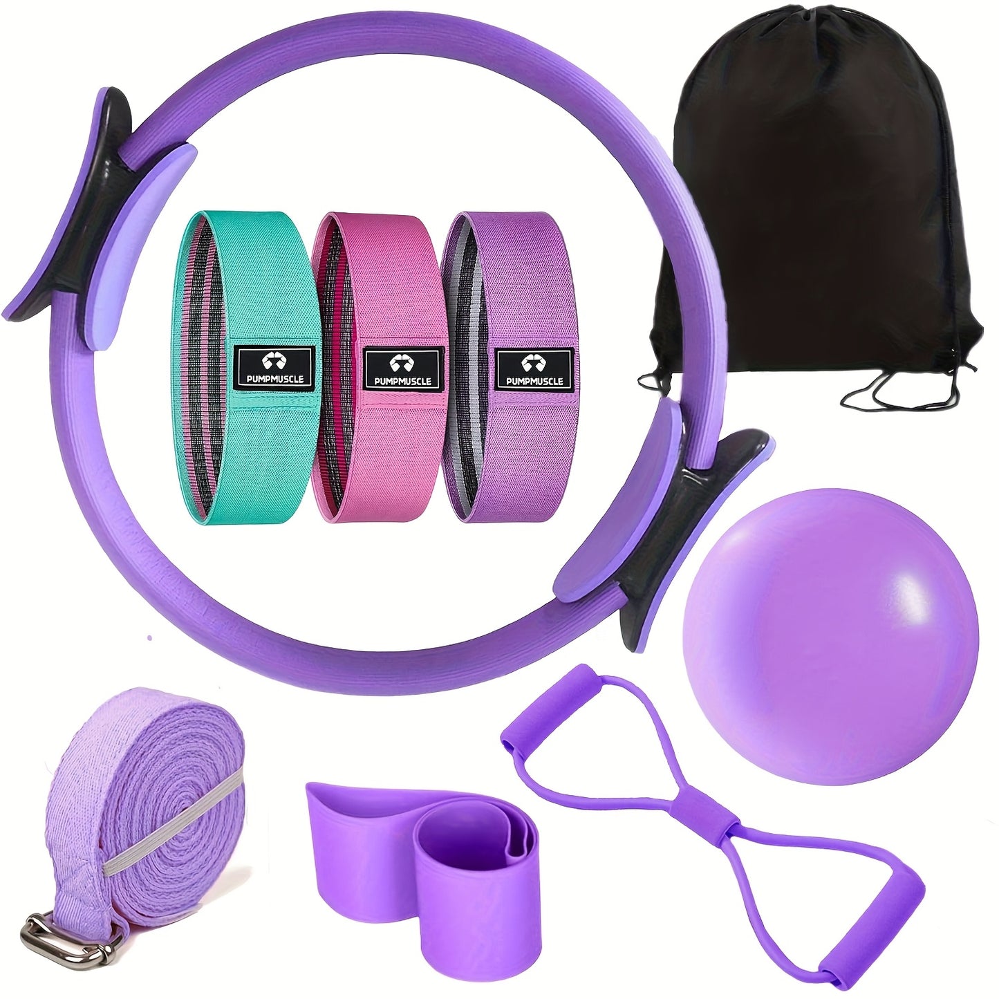 PUMPMUSCLE Pilates Essentials Kit For Women Ring And Bands
