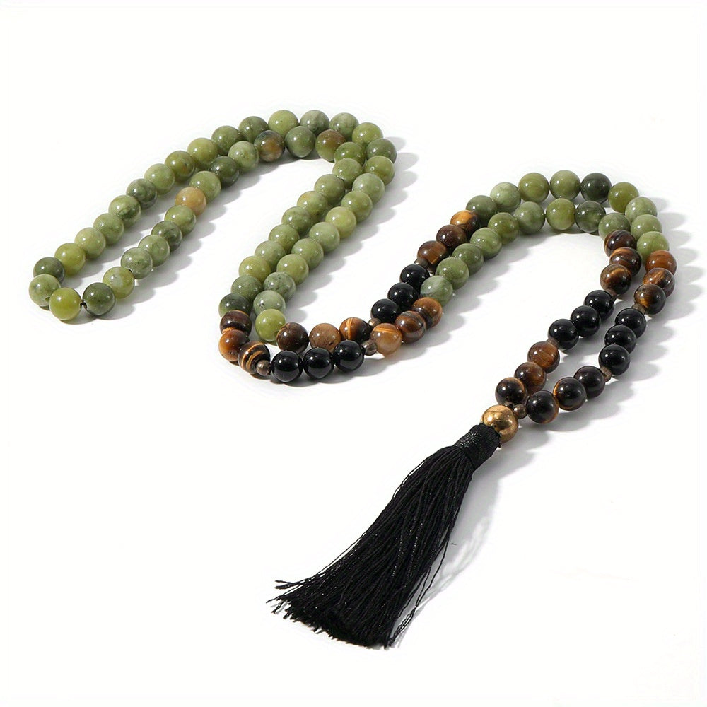 Neulry Vintage Bohemian Necklace With Natural Stone Beads