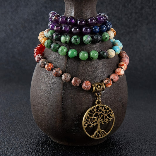 Blossom And Radiate Natural Stone Rosary Necklace Boho