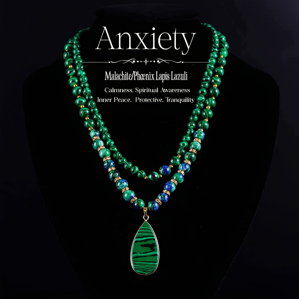 Malachite And Phoenix Lapis Lazuli Beaded Double Necklace