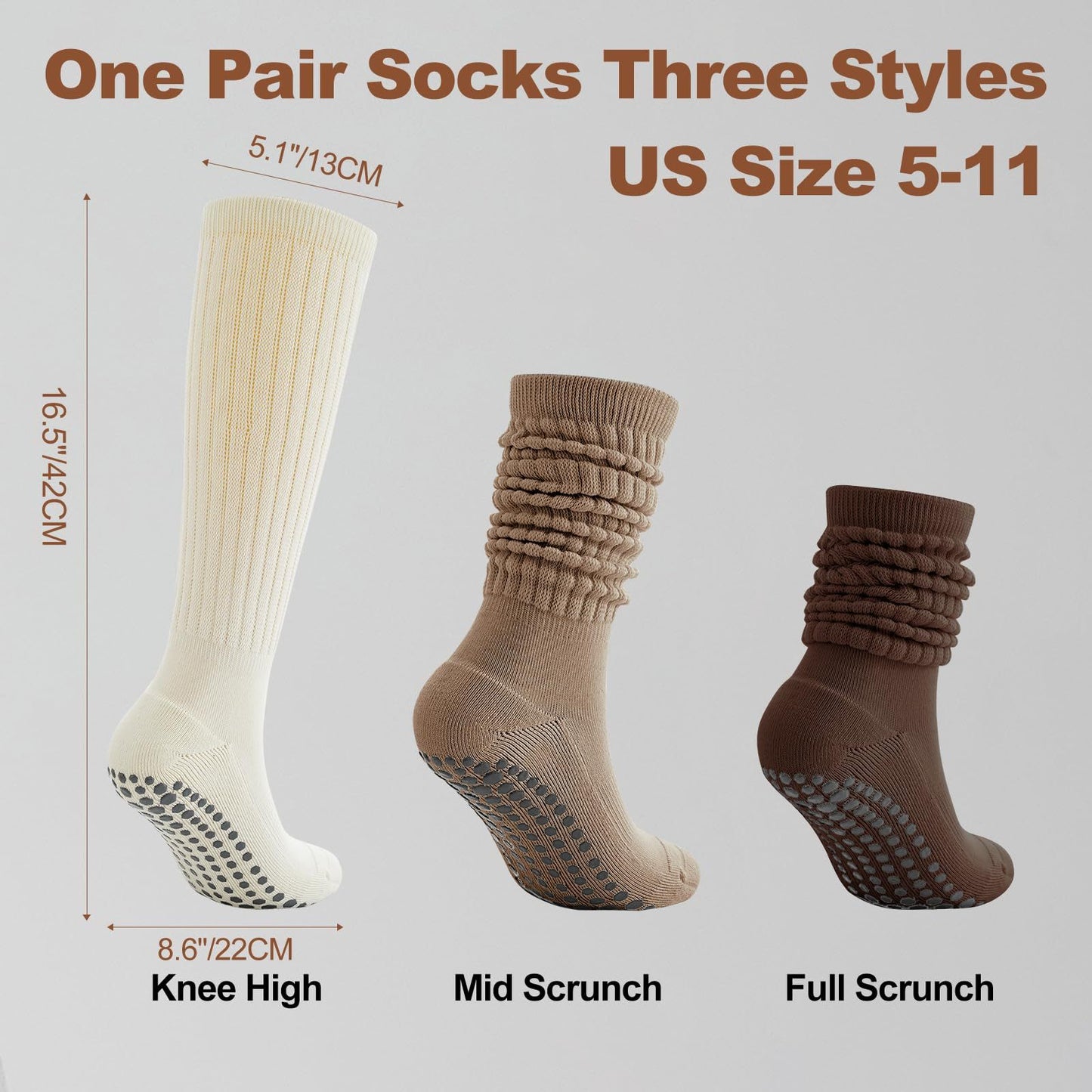 Blossom & Radiate Slouch Yoga Socks With Grips For Women