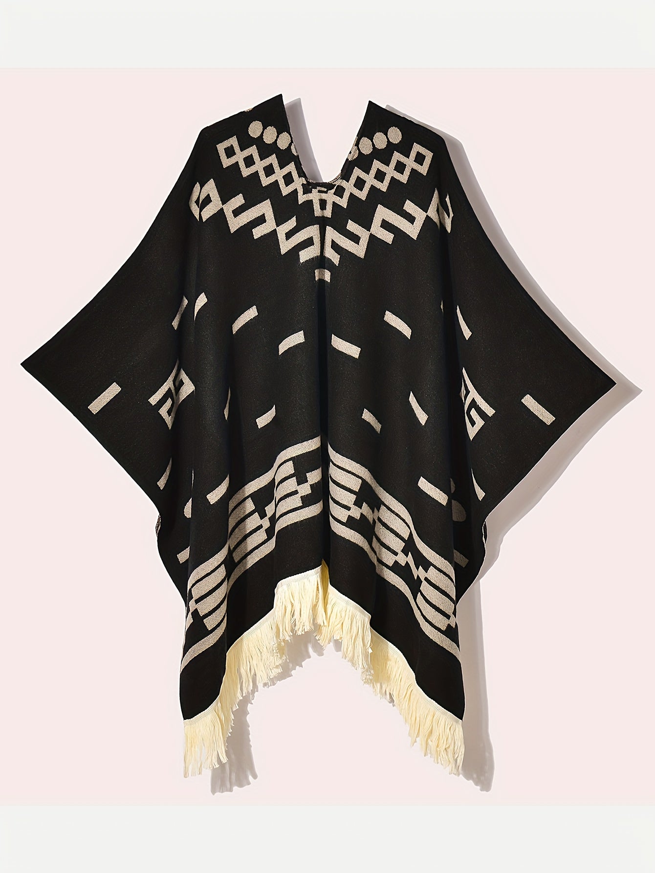SCACTO Men's Western Shawl Cloak Fringe Cape Poncho