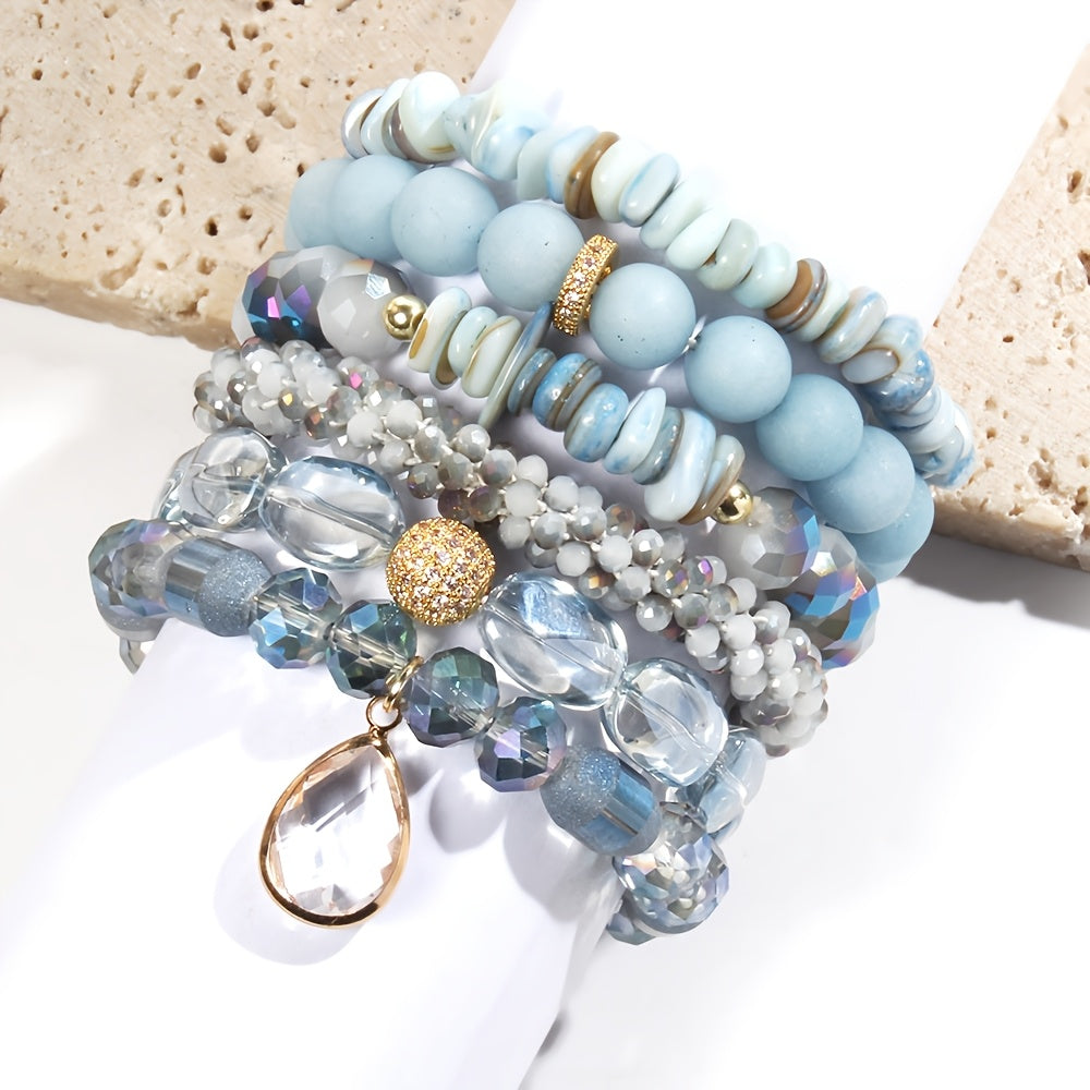 Blossom And Radiate Boho Tiger Eye Crystal Bracelet Set