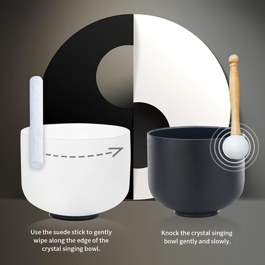 Crystal Singing Bowl Set 2 Pieces Yin Yang 432Hz Case