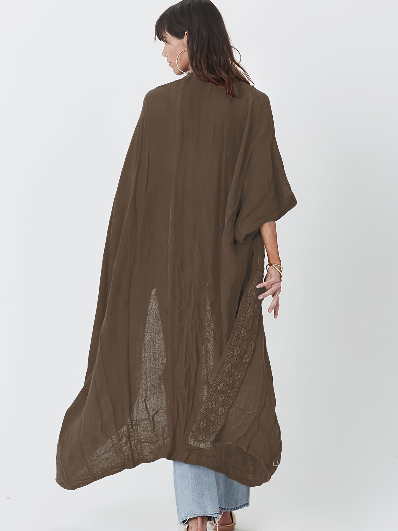 Women's Beach Cover Up Cardigan With Lace Sun Protection