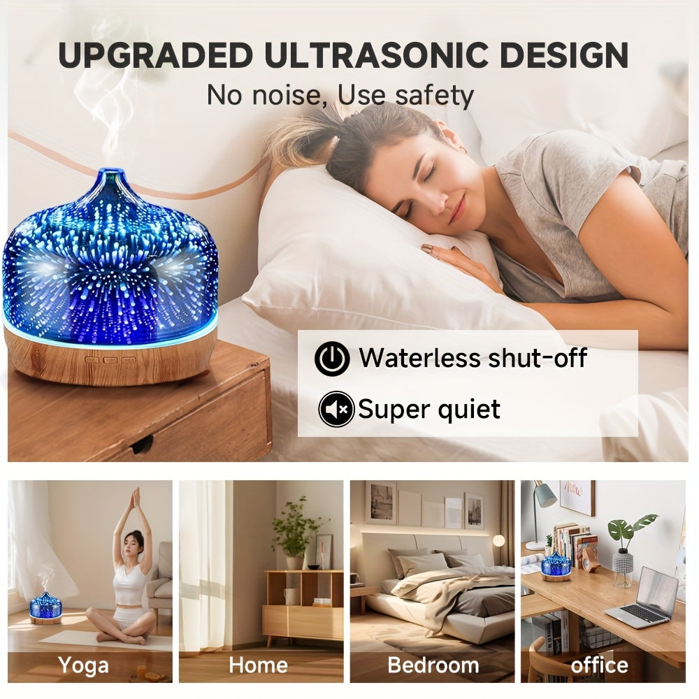 Essential Oil Diffuser 3D Glass Humidifier Auto Close Timer