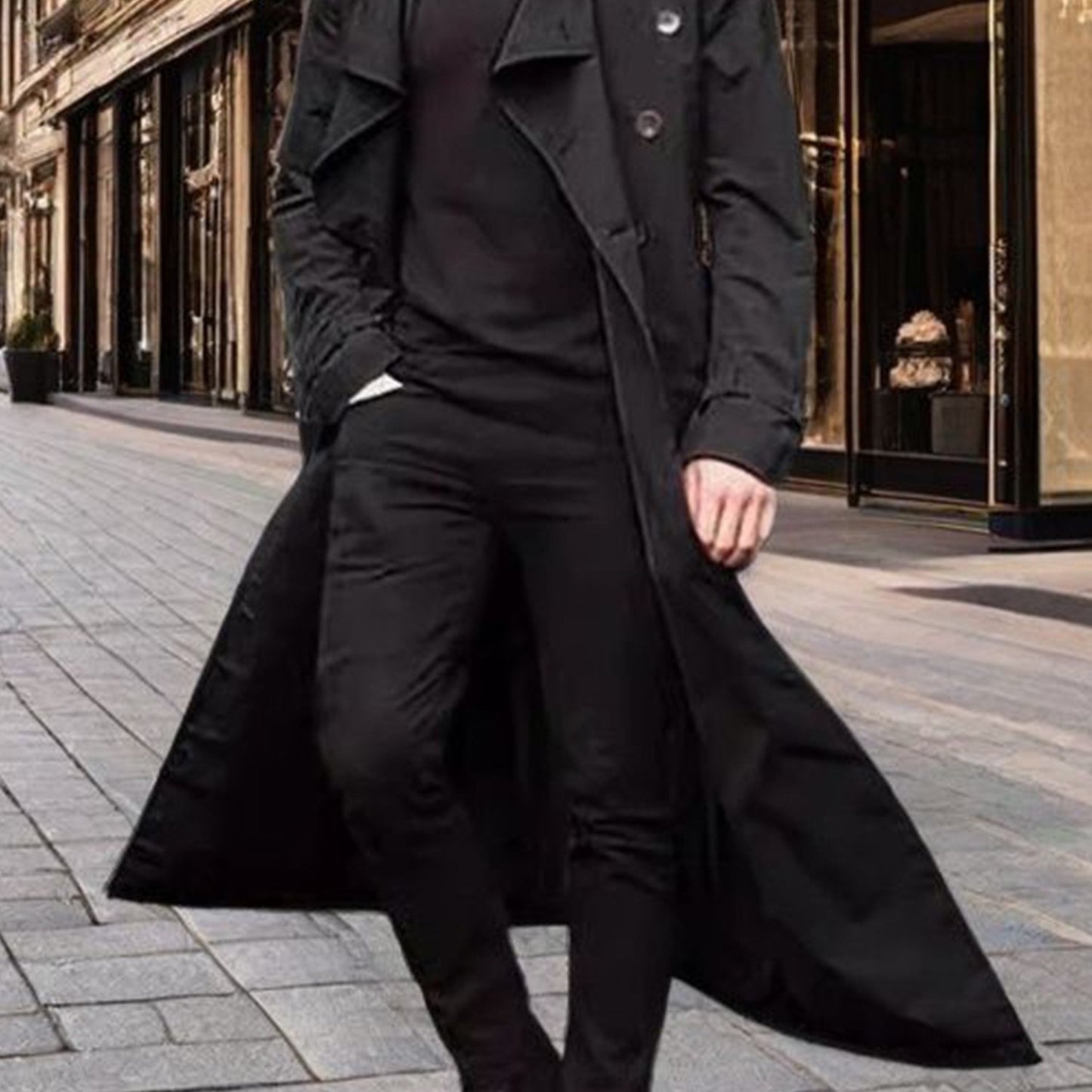 Mens Winter Overcoat Lapel Tailored Fit For Formal Wear