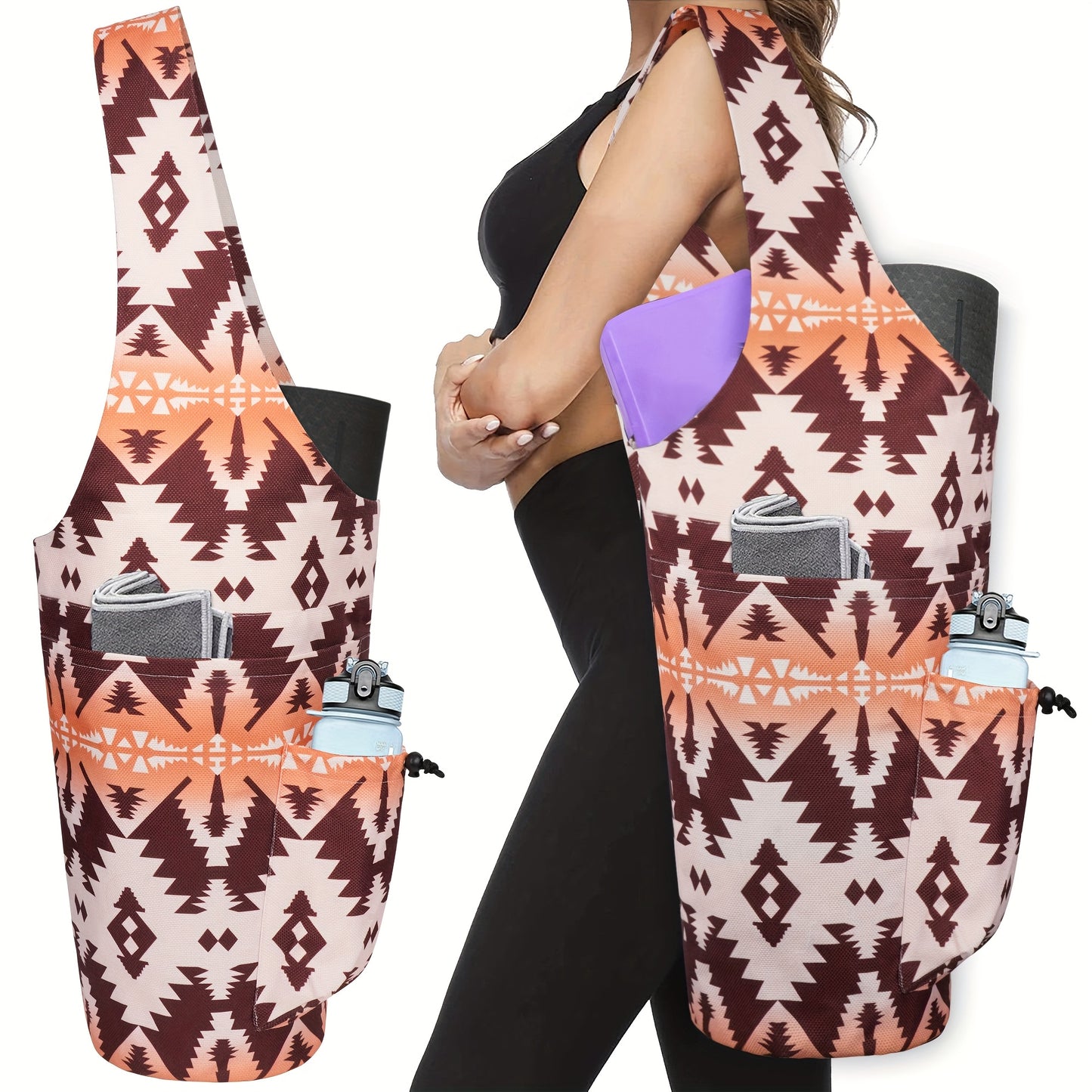 Yoga Mat Carrier Bag With Wet Zipper Pocket And Bottle